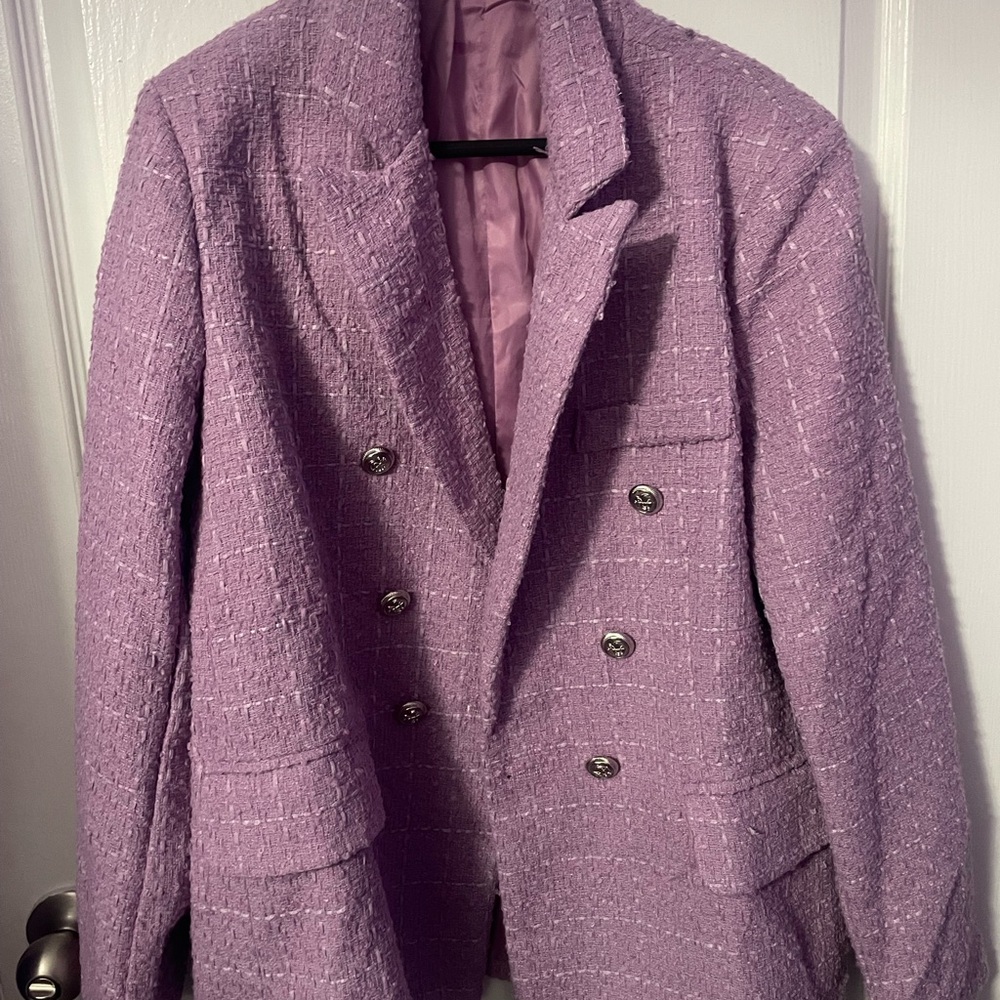 SHEIN Purple Sport Coat Double-Breasted Blazer
